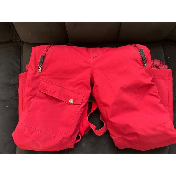 Marmot Red Snow Ski Insulated Waterproof Bib Overalls M Winter Sports Pants - Picture 11 of 11